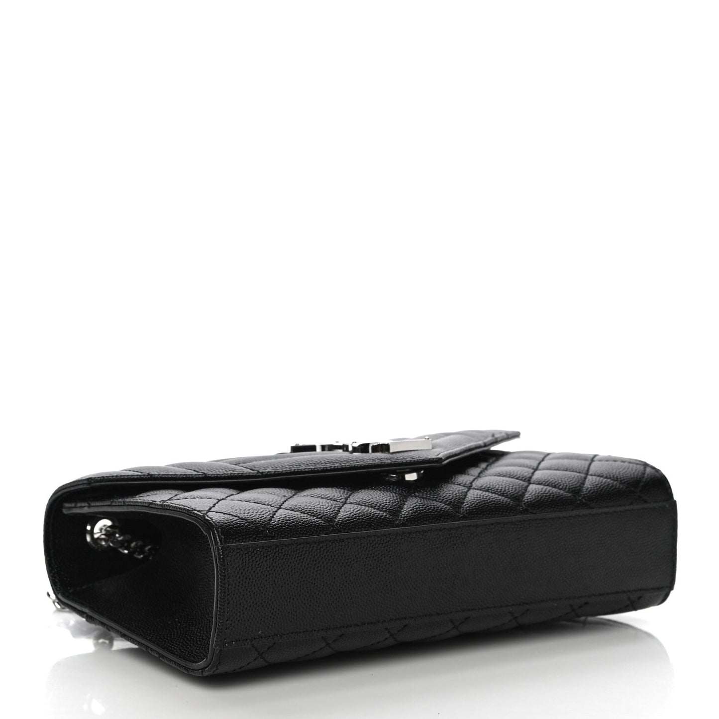 Grain De Poudre Textured Mixed Matelasse Triquilt Small Monogram Satchel Black
