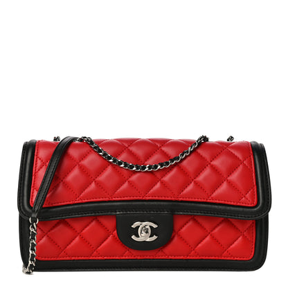 Chanel Lambskin Quilted Medium Graphic Flap Red Black 1 of 12