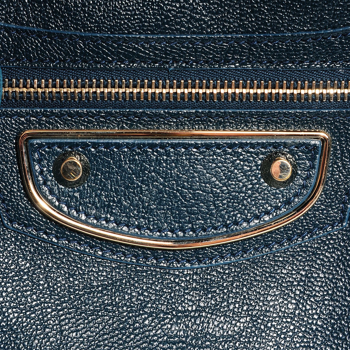 Chevre Gold Metallic Edge Hardware City Bleu Paon