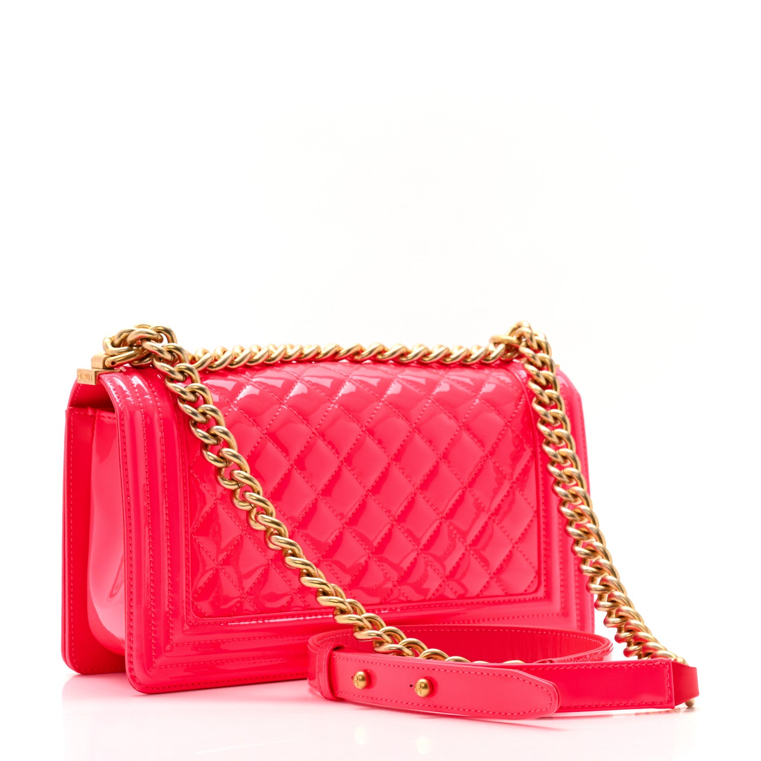Chanel Patent Quilted Medium Boy Flap Pink 3 of 11