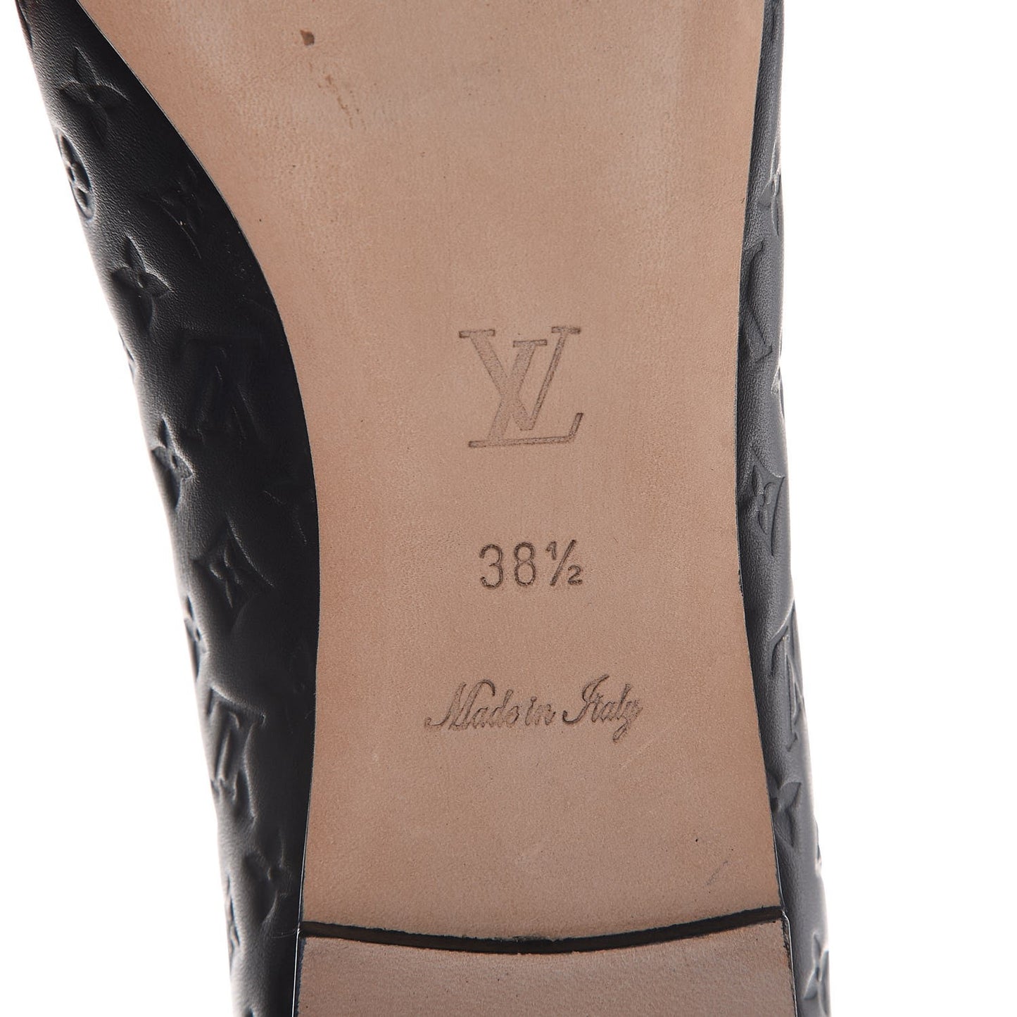 Calfskin Embossed Monogram Debbie Ballerina Flats 38.5 Black