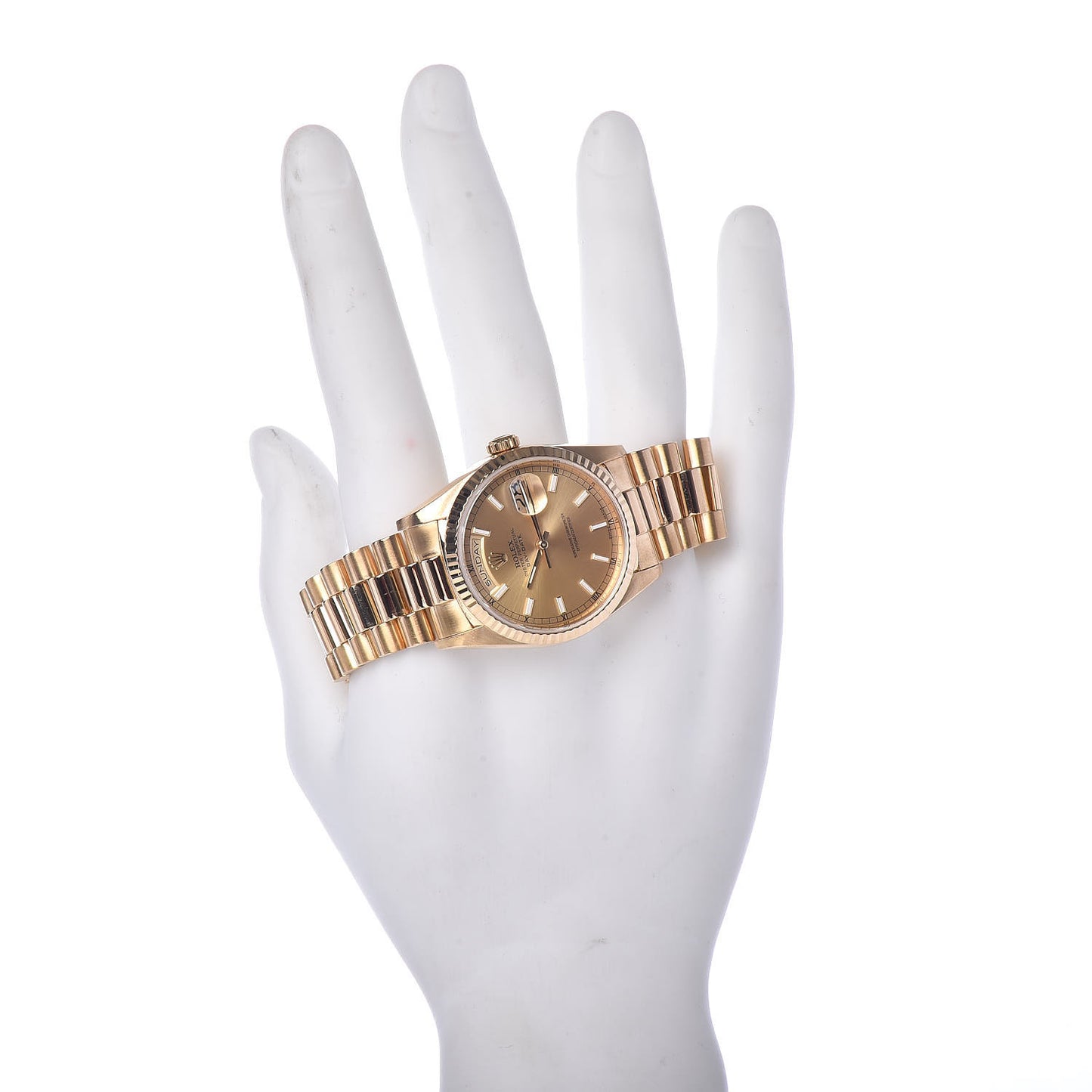 18K Yellow Gold 36mm Oyster Perpetual Day-Date President Watch Champagne 18238
