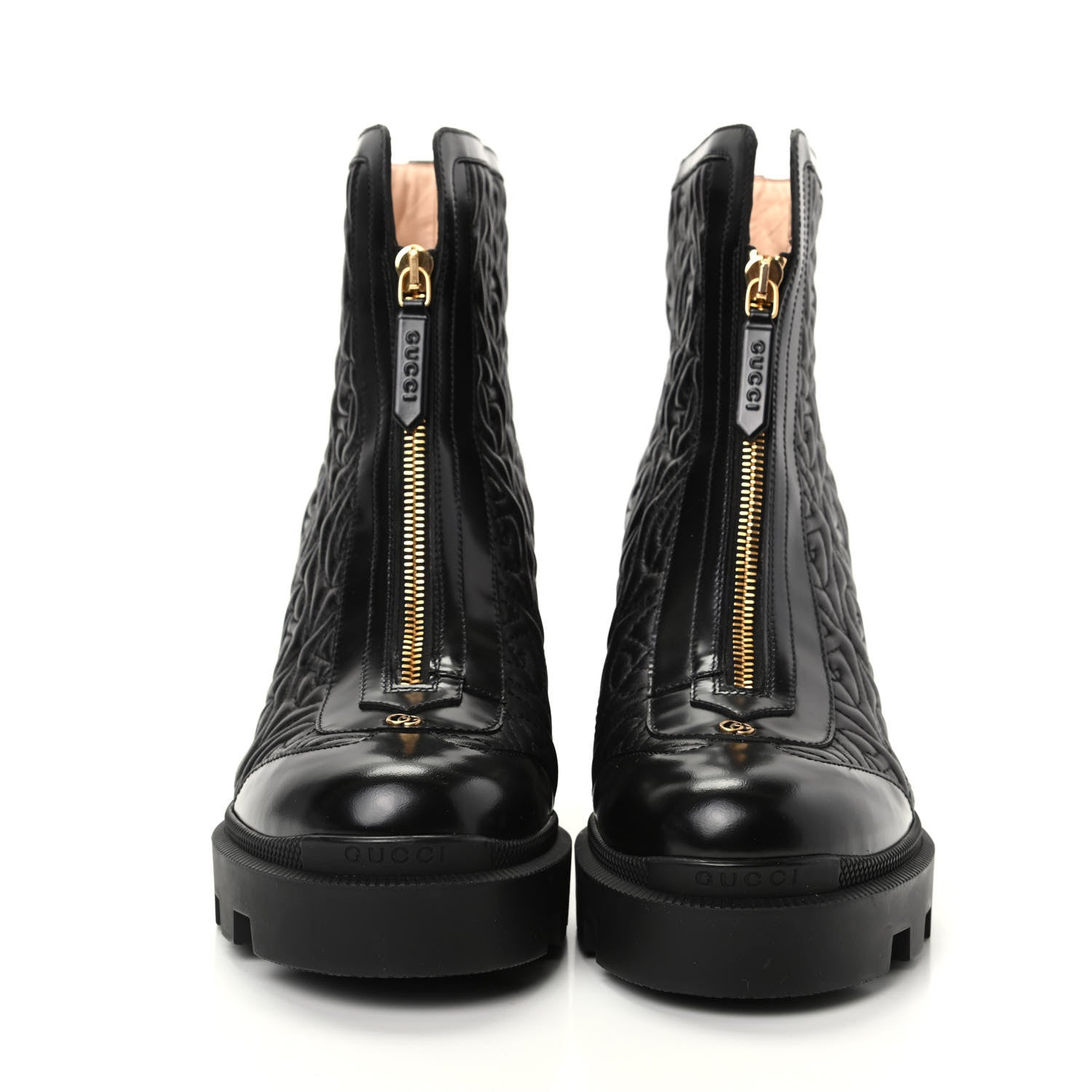 Gucci Calfskin Nappa Rhombus Quilted Trip Ankle Boots 39.5 Black 2 of 10