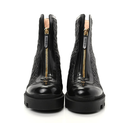 Gucci Calfskin Nappa Rhombus Quilted Trip Ankle Boots 39.5 Black 2 of 10