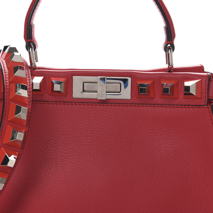 Fendi Vitello Seta Studded Medium Peekaboo Iconic Satchel Fiamma 9 of 10