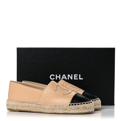 Chanel Lambskin CC Espadrilles 36 Beige Black 9 of 9