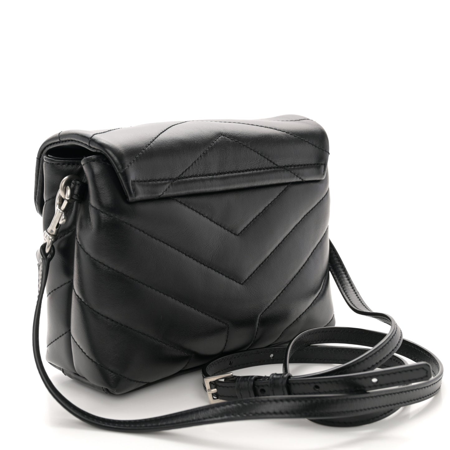 Calfskin Y Quilted Monogram Toy Loulou Crossbody Bag Black