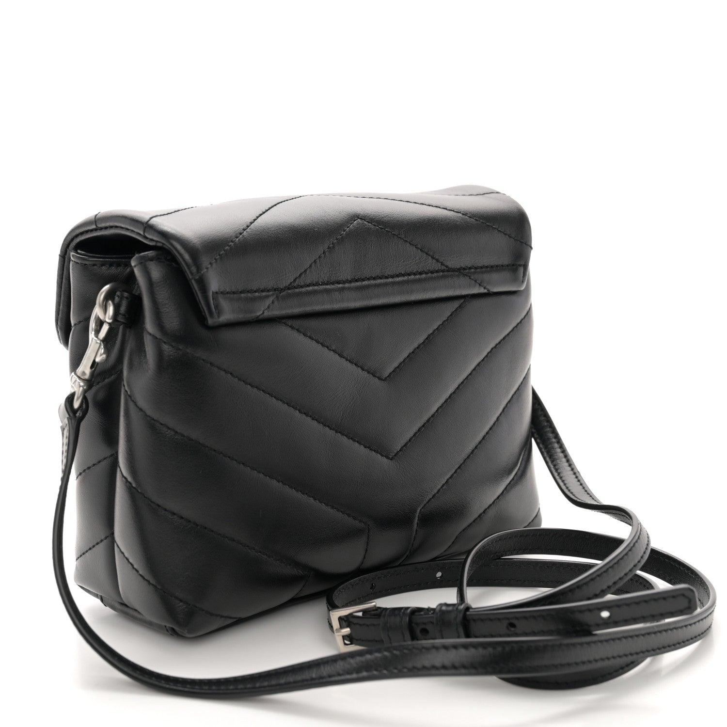 Saint Laurent Calfskin Y Quilted Monogram Toy Loulou Crossbody Bag Black 3 of 11