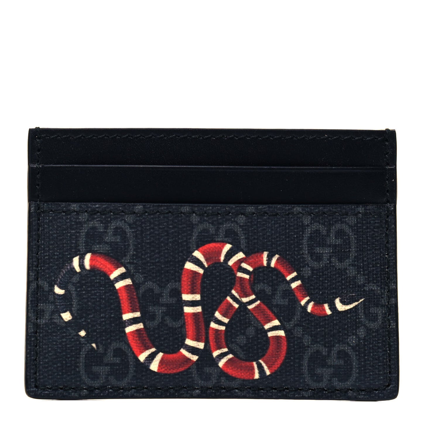 GG Supreme Monogram Kingsnake Card Holder Black Grey