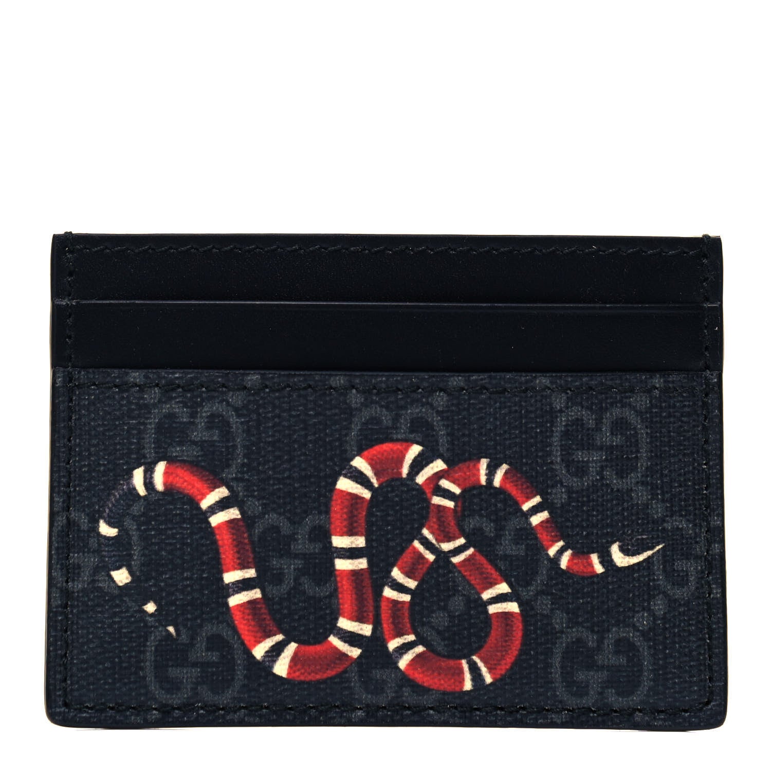 Gucci GG Supreme Monogram Kingsnake Card Holder Black Grey 1 of 6