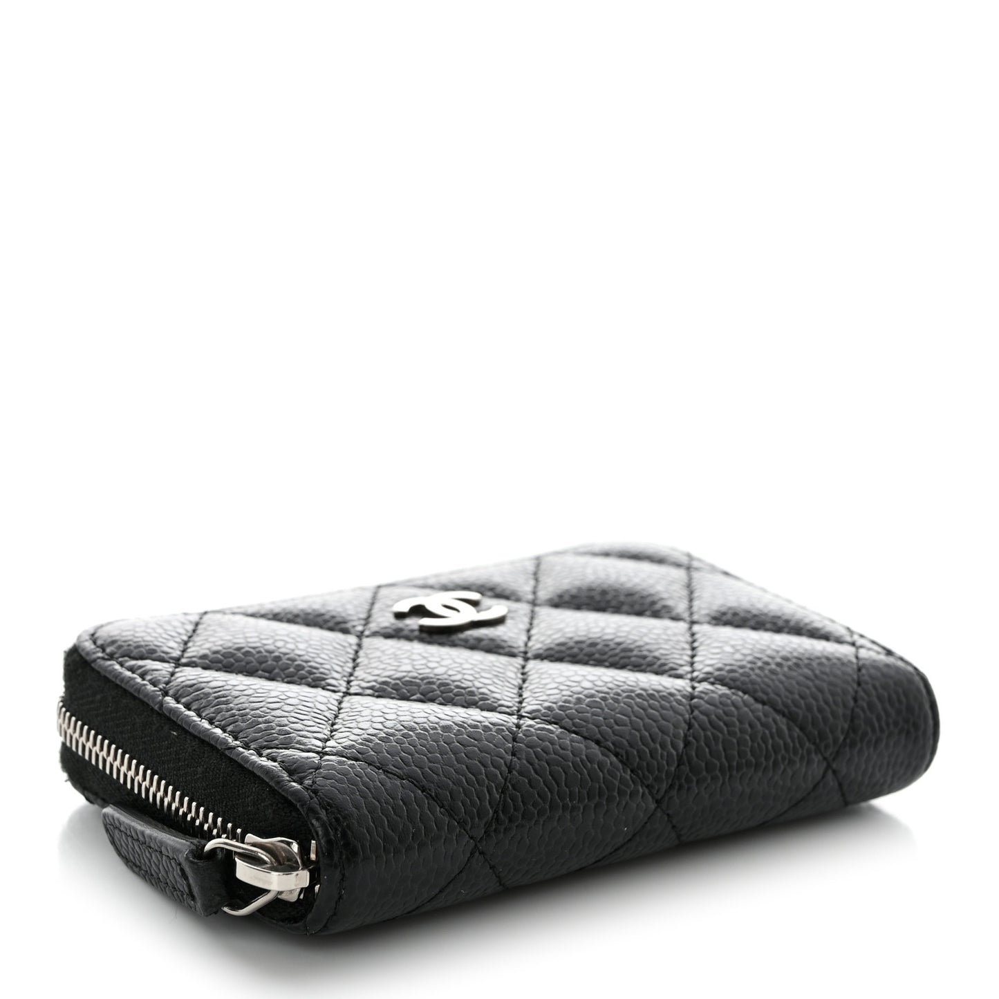 Caviar Quilted Classic Zipped Coin Purse Black
