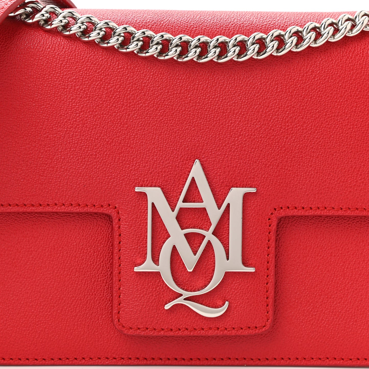 Grained Calfskin Medium Insignia Flap China Red