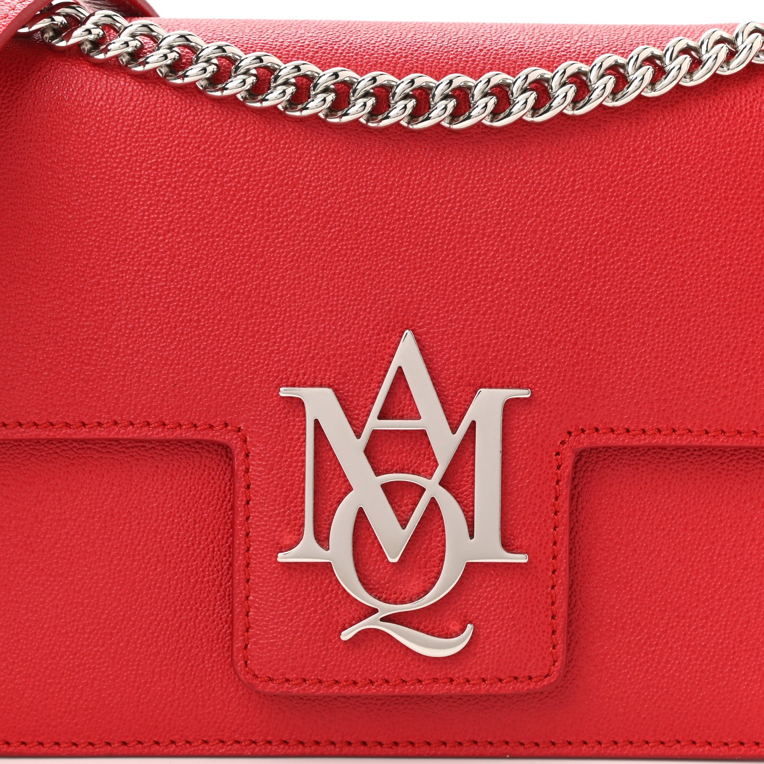 Alexander McQueen Grained Calfskin Medium Insignia Flap China Red 8 of 13