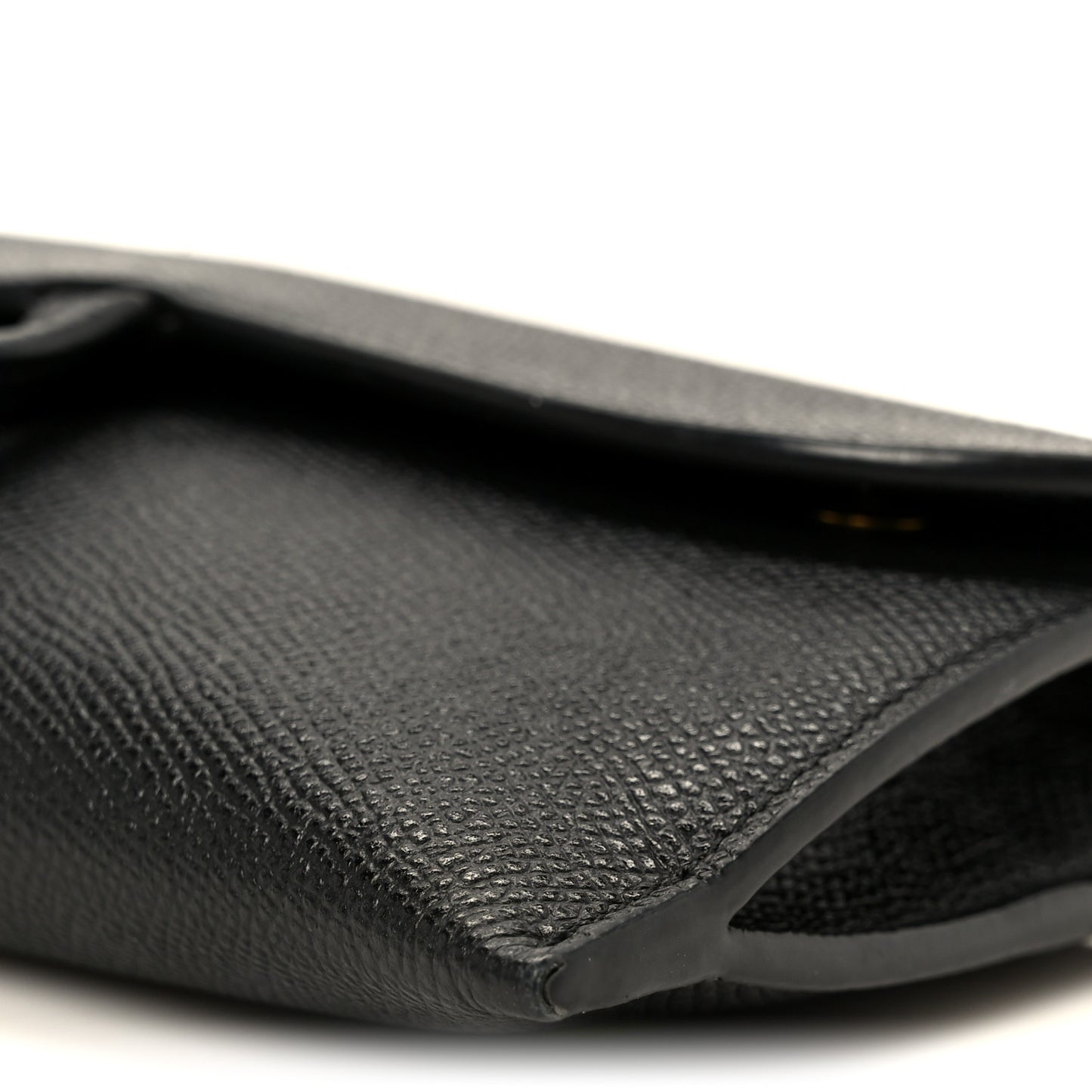Grained Calfskin Saddle Chain Wallet Pouch Black