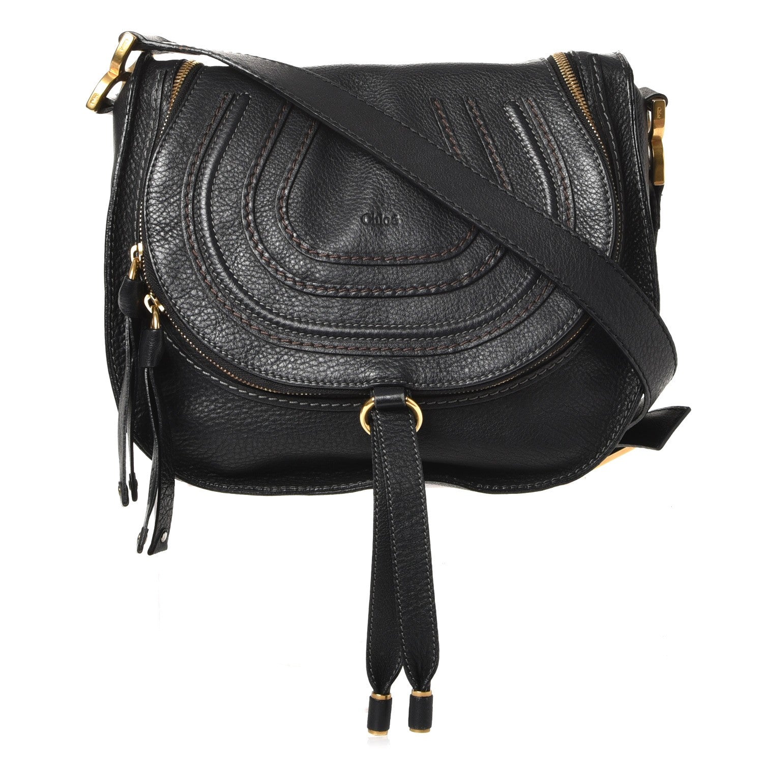 Chloe Calfskin Medium Marcie Round Crossbody Bag Black 1 of 7
