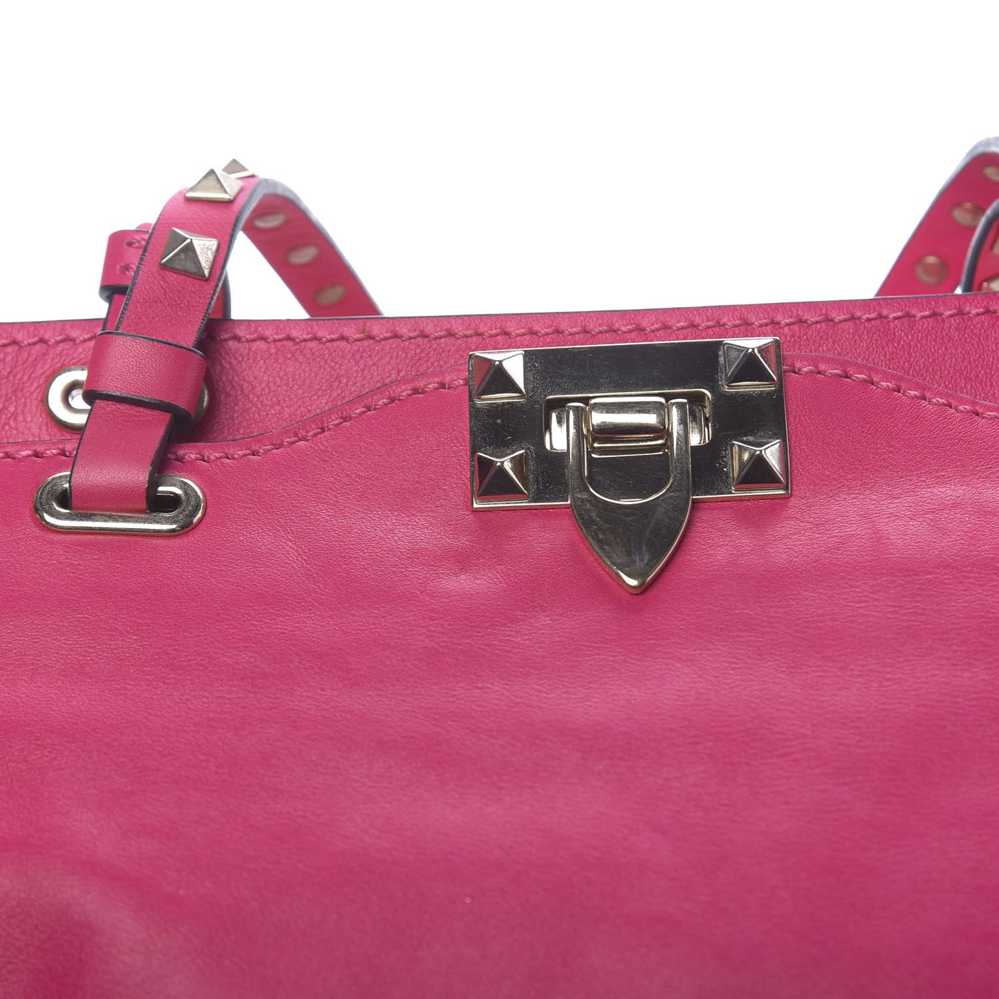 Vitello Small Rockstud Tote Deep Cyclamin
