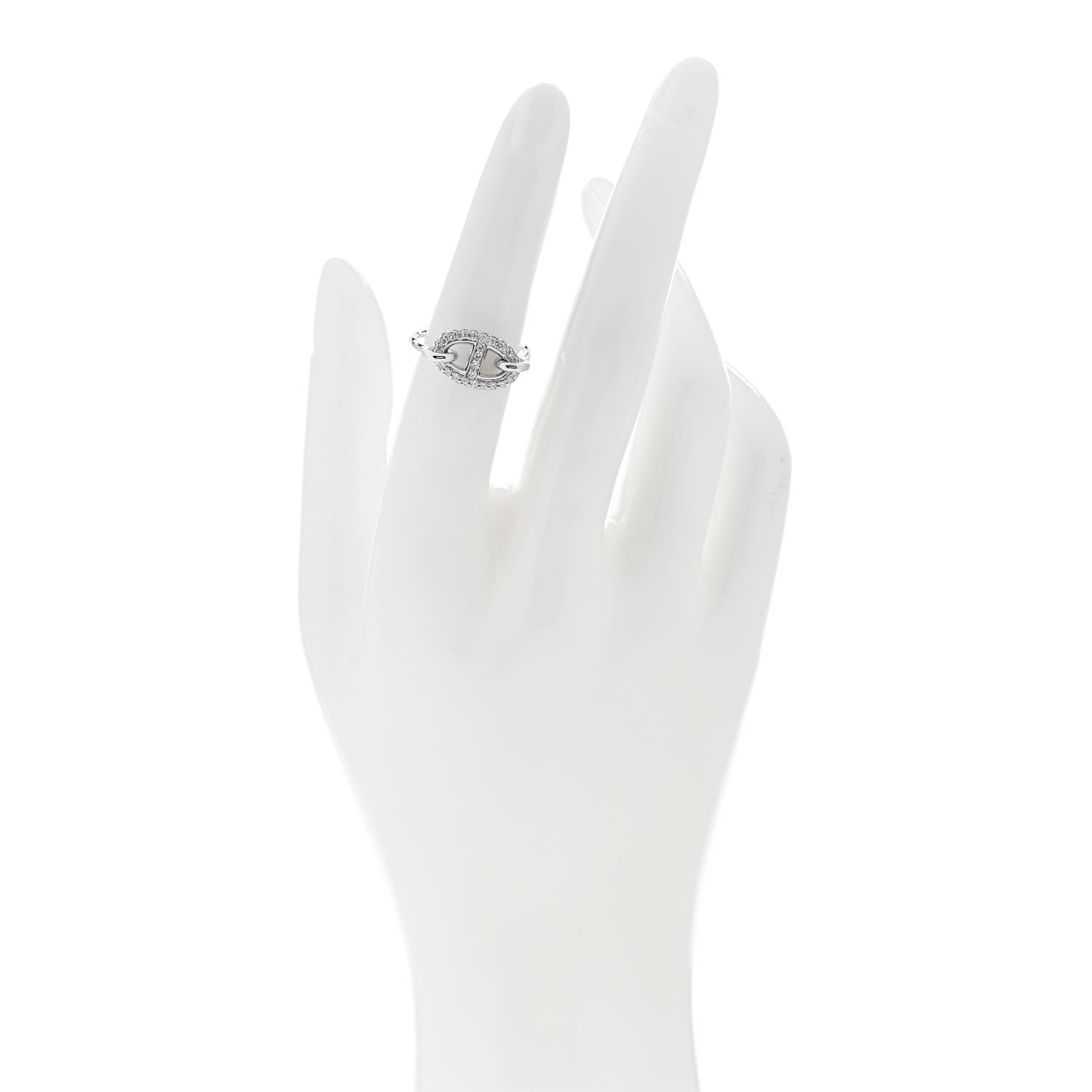 Hermes 18K White Gold Diamond New Farandole Ring 51 5.75 2 of 6