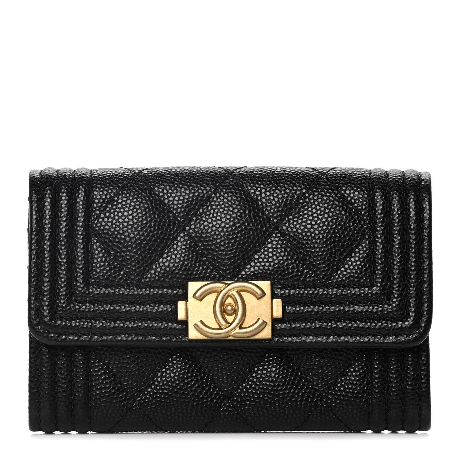 Chanel Caviar Quilted Boy Flap Card Holder Black 1 of 8