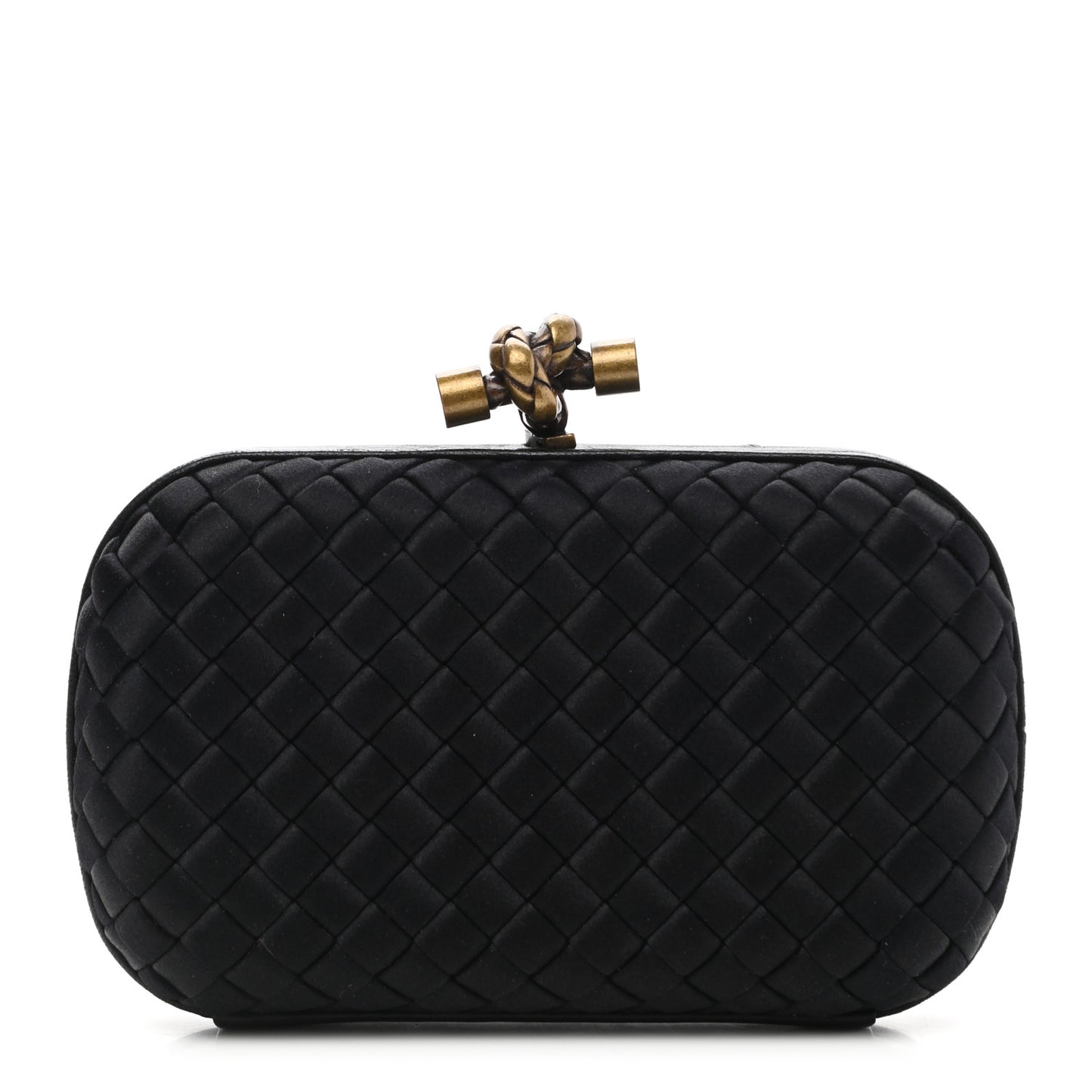 Satin Intreccio Impero Knot Clutch Black