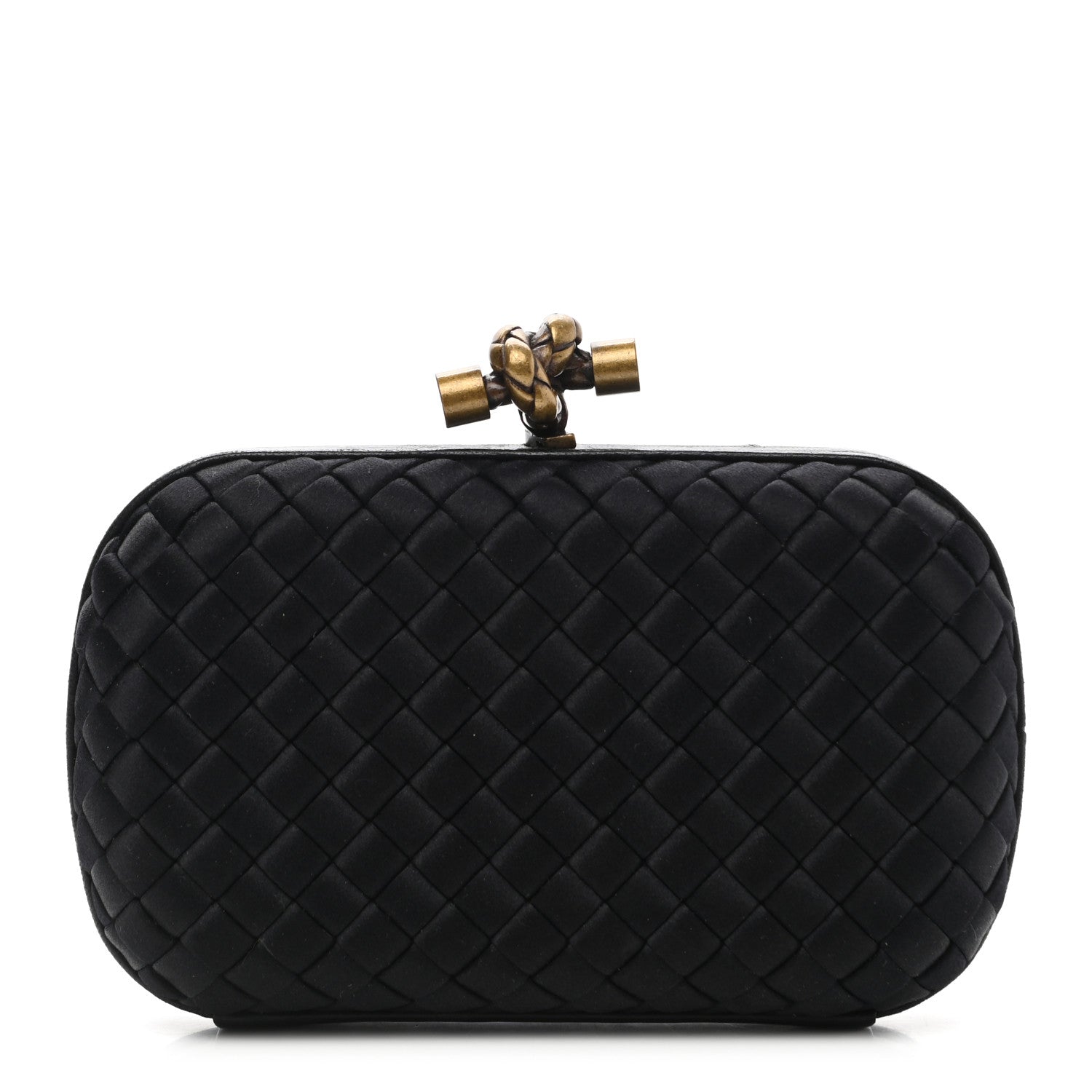 Bottega Veneta Satin Intreccio Impero Knot Clutch Black 1 of 7