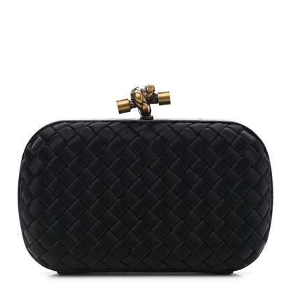 Bottega Veneta Satin Intreccio Impero Knot Clutch Black 1 of 7