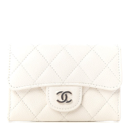 Chanel Caviar Quilted Flap Card Holder Wallet White 1 of 7