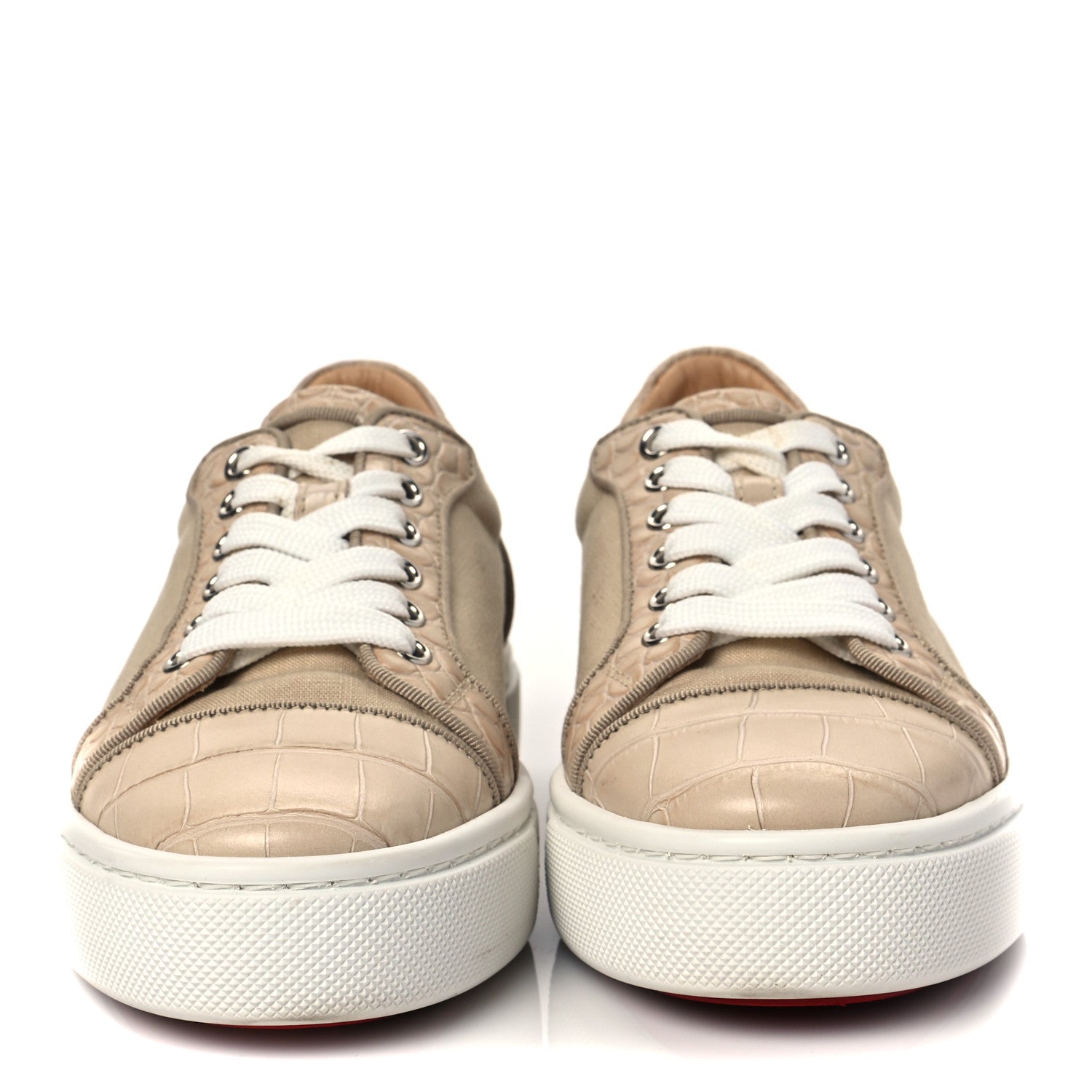 Christian Louboutin Calfskin Crocodile Embossed Vierissima Orlato Flat Sneakers 35.5 Nougat 2 of 9