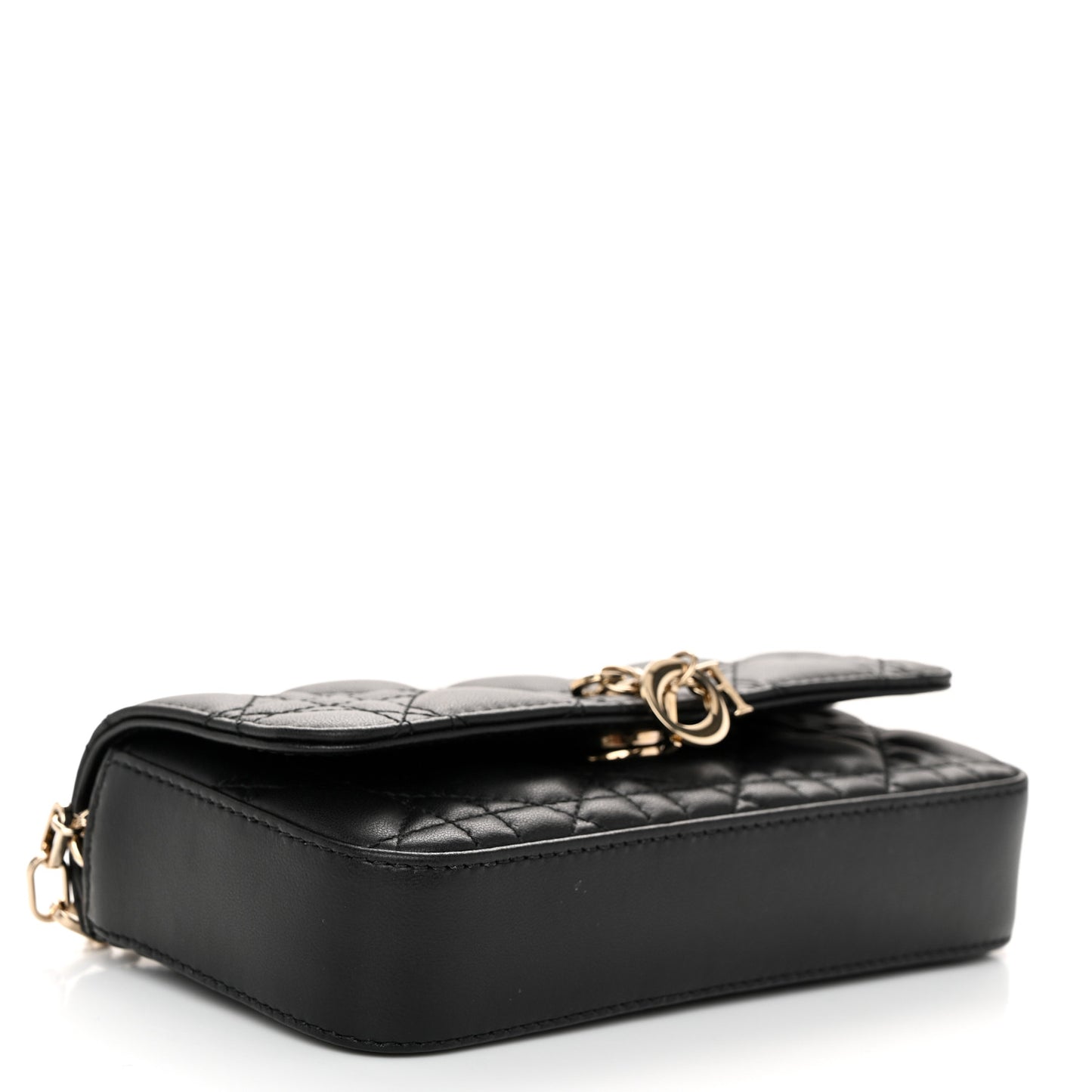 Lambskin Cannage Dior Talk Phone Pouch Black
