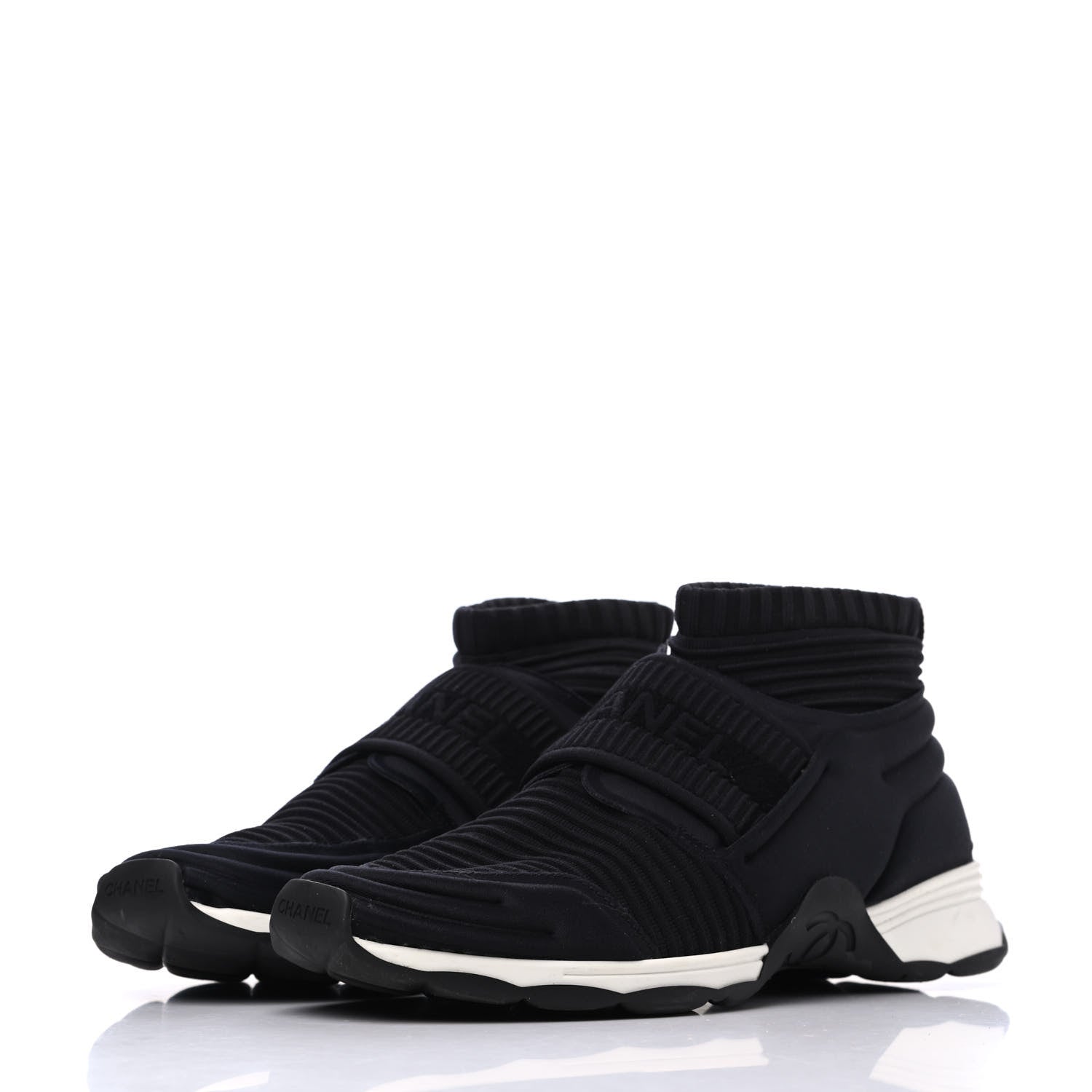 Chanel Stretch Fabric CC Sneakers 39 Black 3 of 14