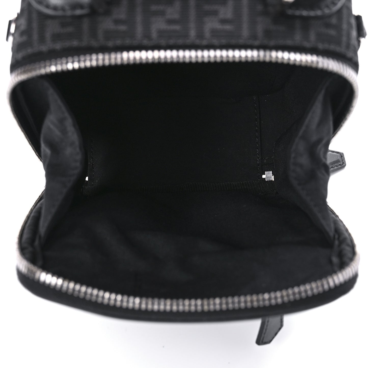 Recycled Fabric Jacquard Vitello Astro Micro FF Mini Trolley Bag Asfalto Black
