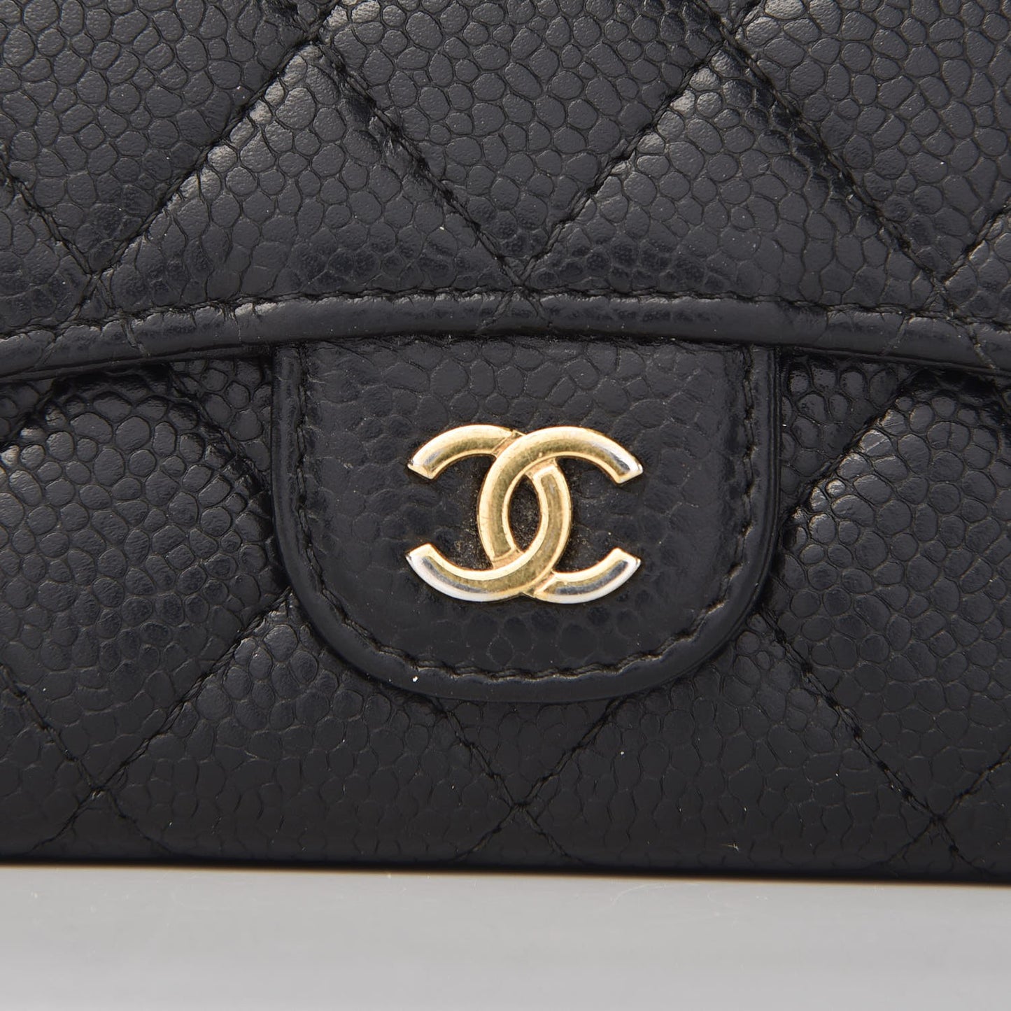 Caviar Quilted Flap Card Holder Black