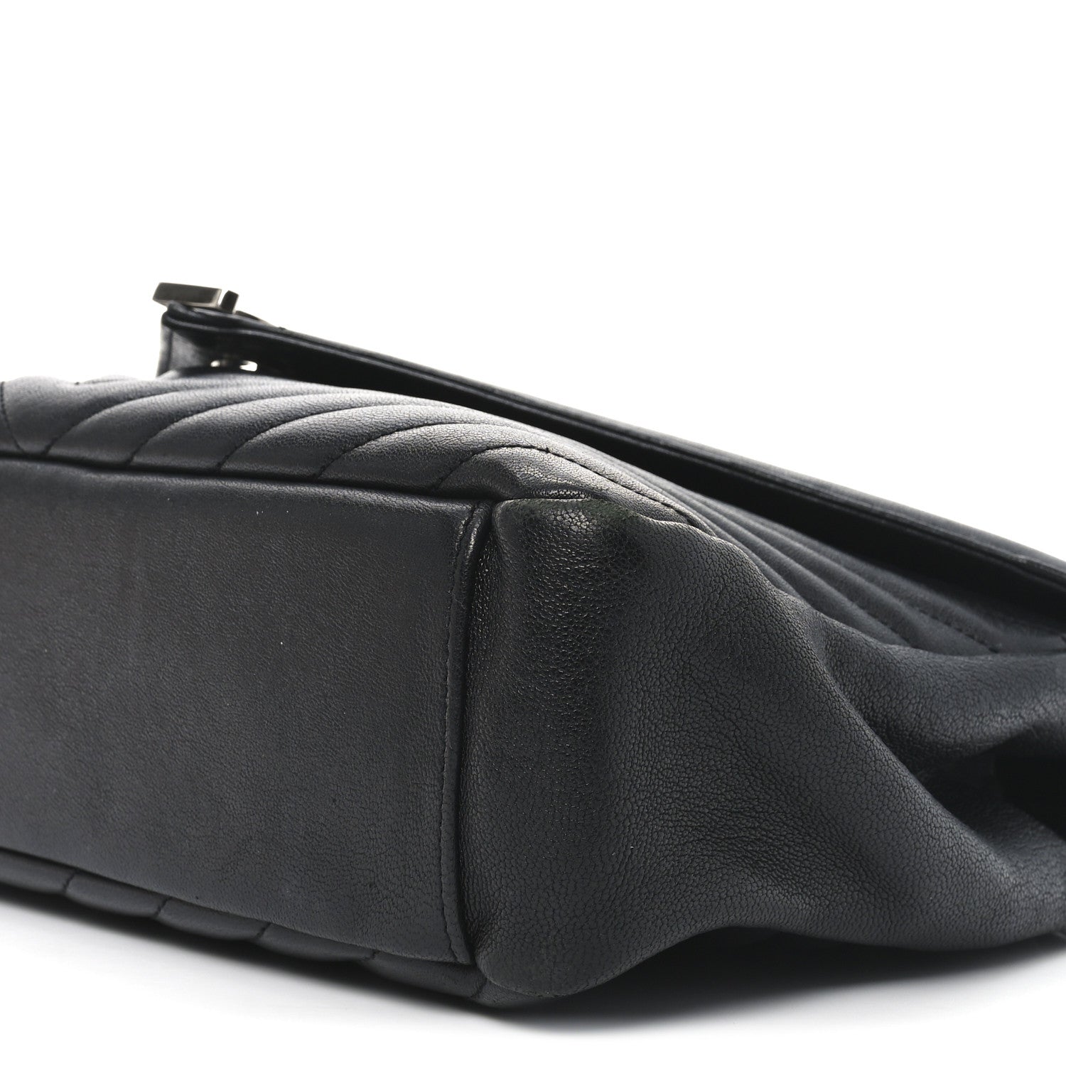 Saint Laurent Sheepskin Matelasse Chevron Monogram Large College Satchel Black 10 of 10