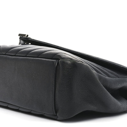 Saint Laurent Sheepskin Matelasse Chevron Monogram Large College Satchel Black 10 of 10