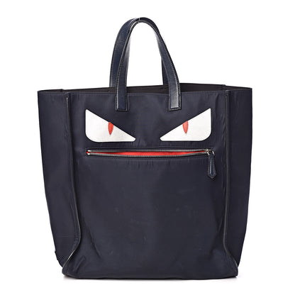 Fendi Nylon Vitello Elite Monster Eyes Tote Blue Scuro White Multicolor 1 of 10