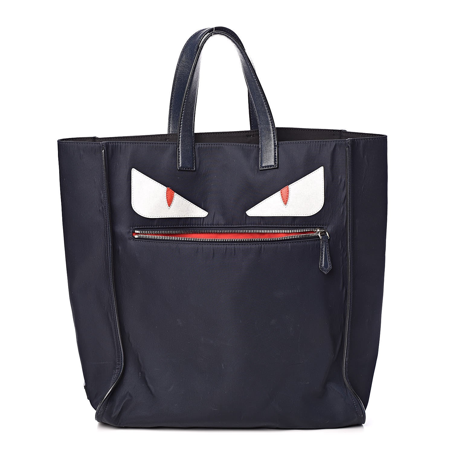 Fendi Nylon Vitello Elite Monster Eyes Tote Blue Scuro White Multicolor 1 of 10