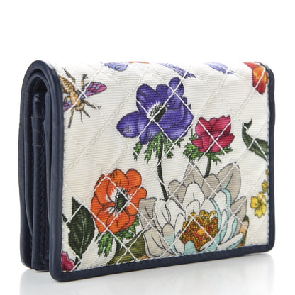 Gucci Canvas Flora Floral Trapuntata Zumi Card Case Wallet Great White Multicolor Blue Agata 3 of 7