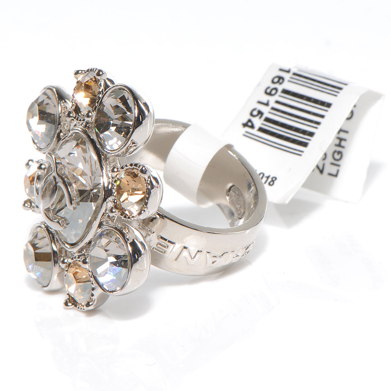 Chanel Crystal CC Ring Silver 6 4 of 6
