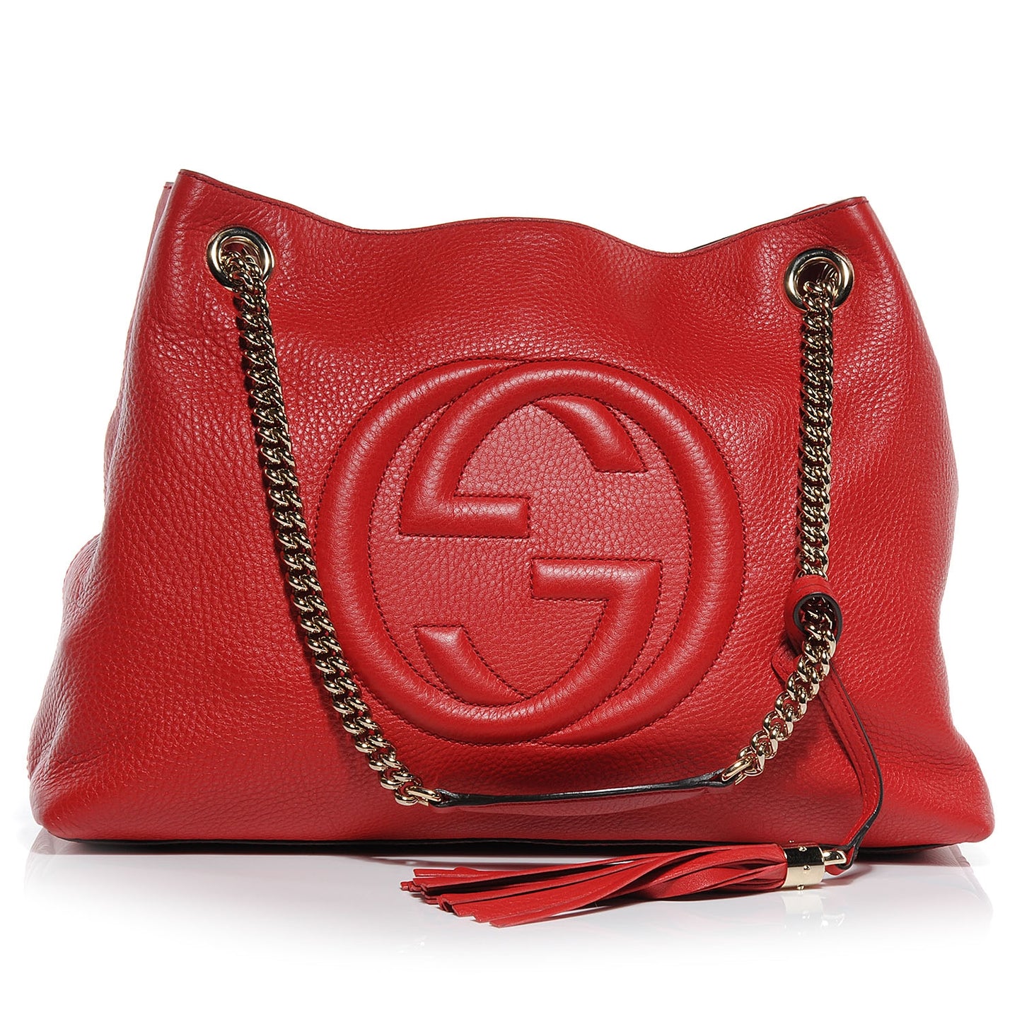 Pebbled Calfskin Medium Soho Chain Shoulder Bag Red