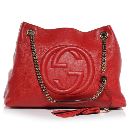 Gucci Pebbled Calfskin Medium Soho Chain Shoulder Bag Red 1 of 7