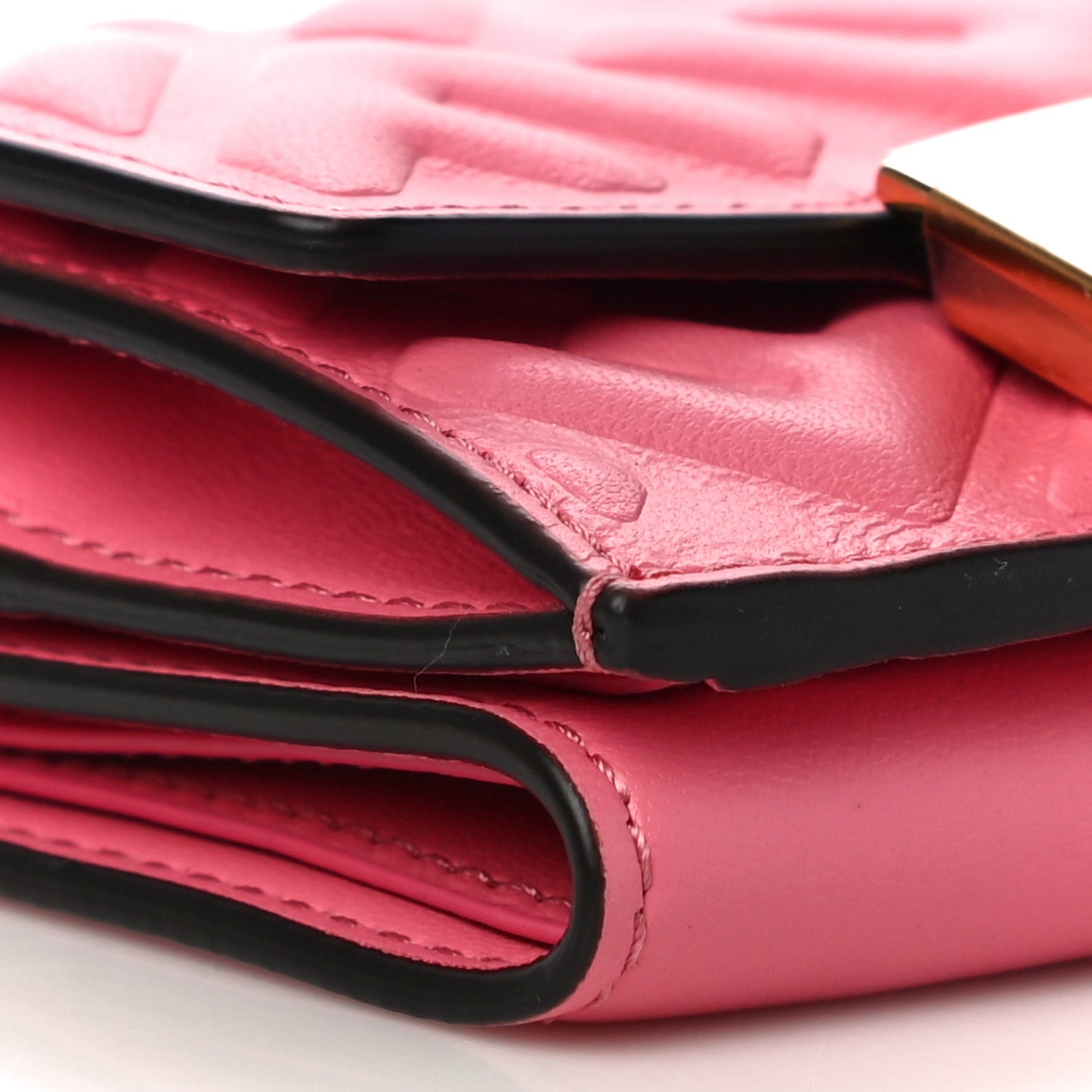Nappa FF Diagonal Embossed Micro Tri-Fold Wallet Pink