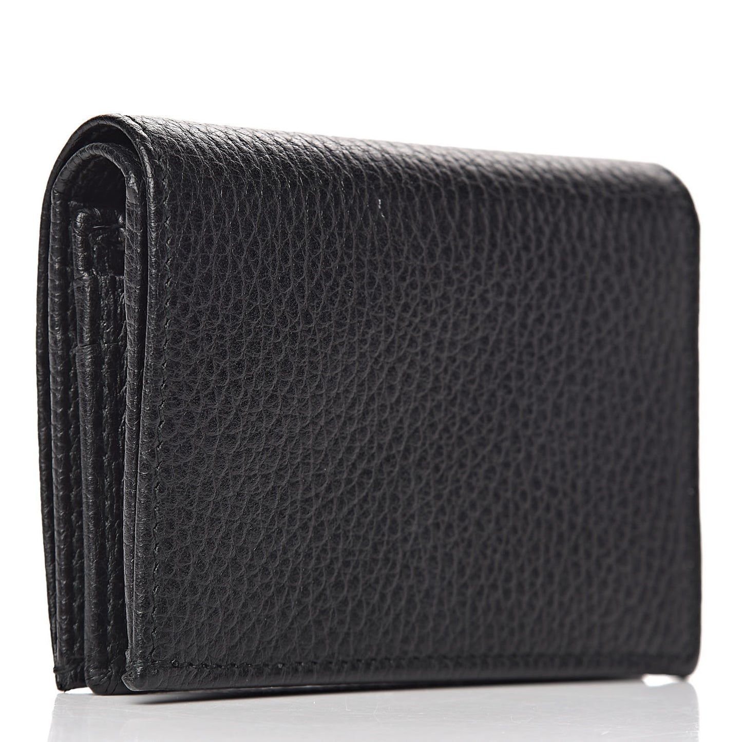 Pebbled Calfskin GG Marmont Card Case Black