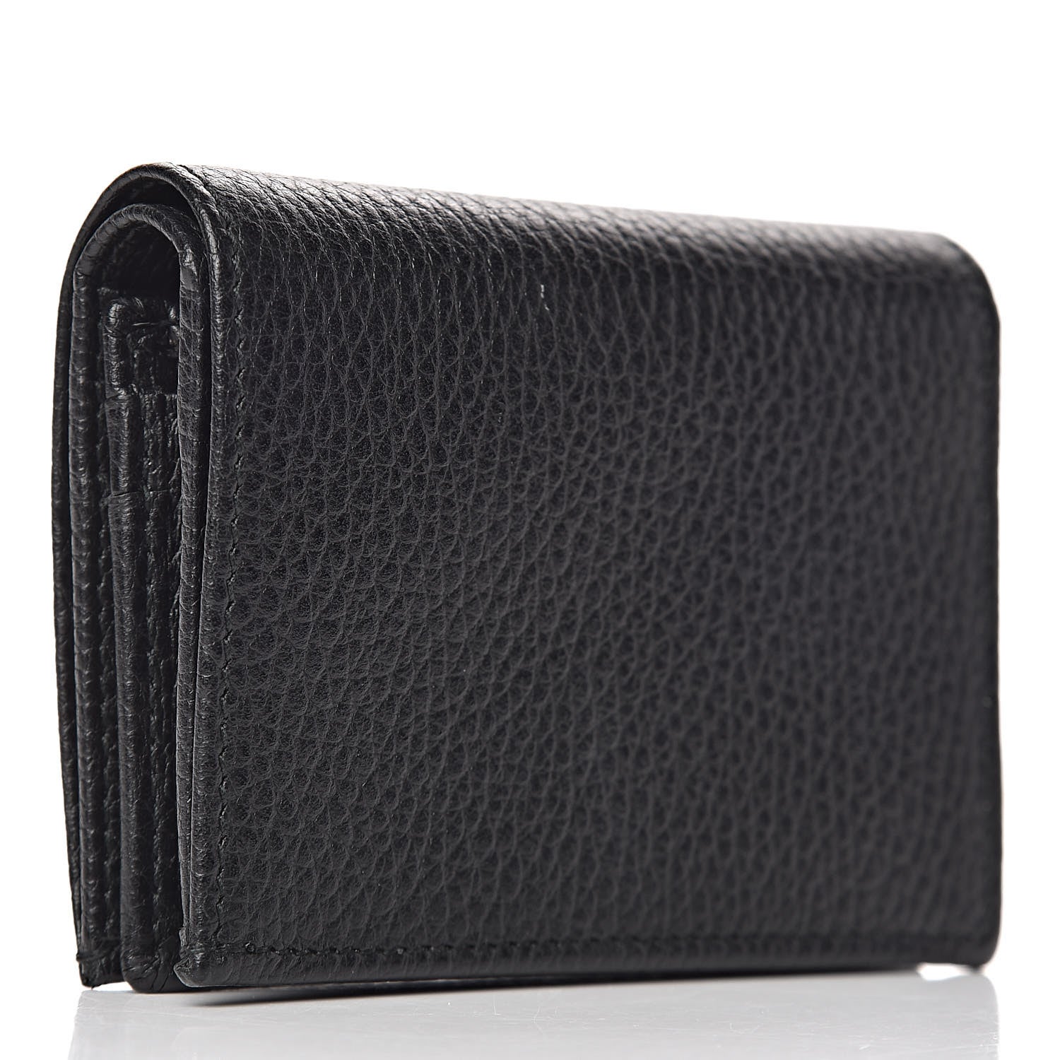 Gucci Pebbled Calfskin GG Marmont Card Case Black 3 of 9