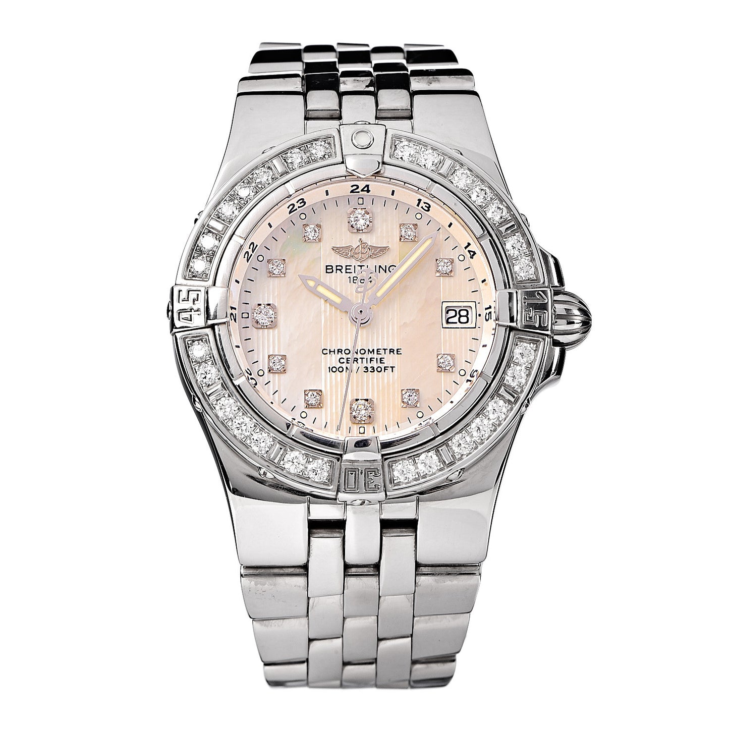 Stainless Steel Diamond Mother of Pearl 30mm Starliner Quartz Watch A71340