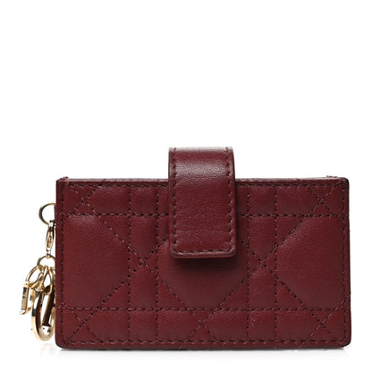 Christian Dior Lambskin Cannage Lady Dior 5-Gusset Card Holder Red 1 of 8