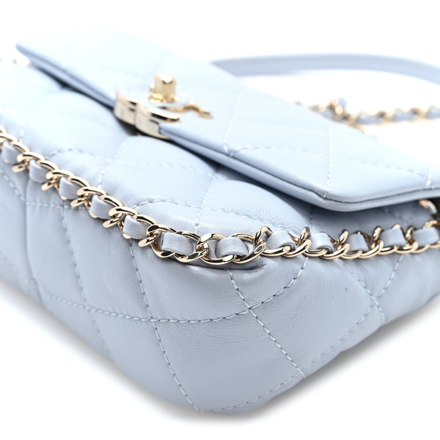Chanel Lambskin Quilted Chain Around Flap Light Grey 10 of 11