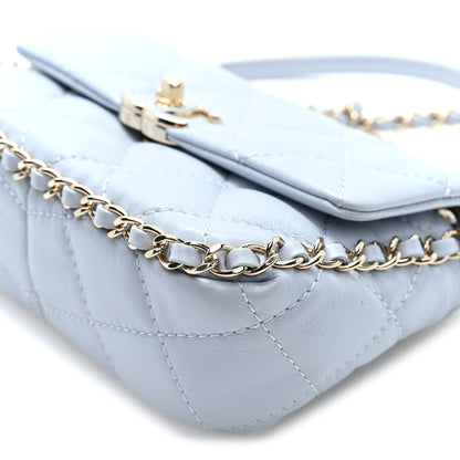 Chanel Lambskin Quilted Chain Around Flap Light Grey 10 of 11