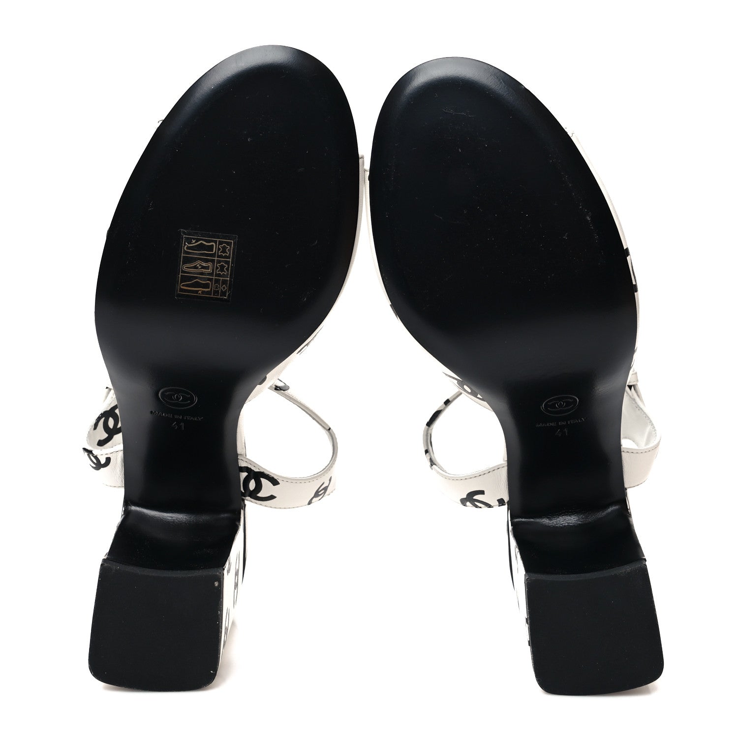 Chanel Printed Lambskin CC Sandals 41 White Black 5 of 8