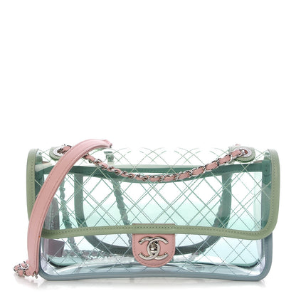 Chanel Lambskin PVC Quilted Medium Coco Splash Flap Blue Green 1 of 8
