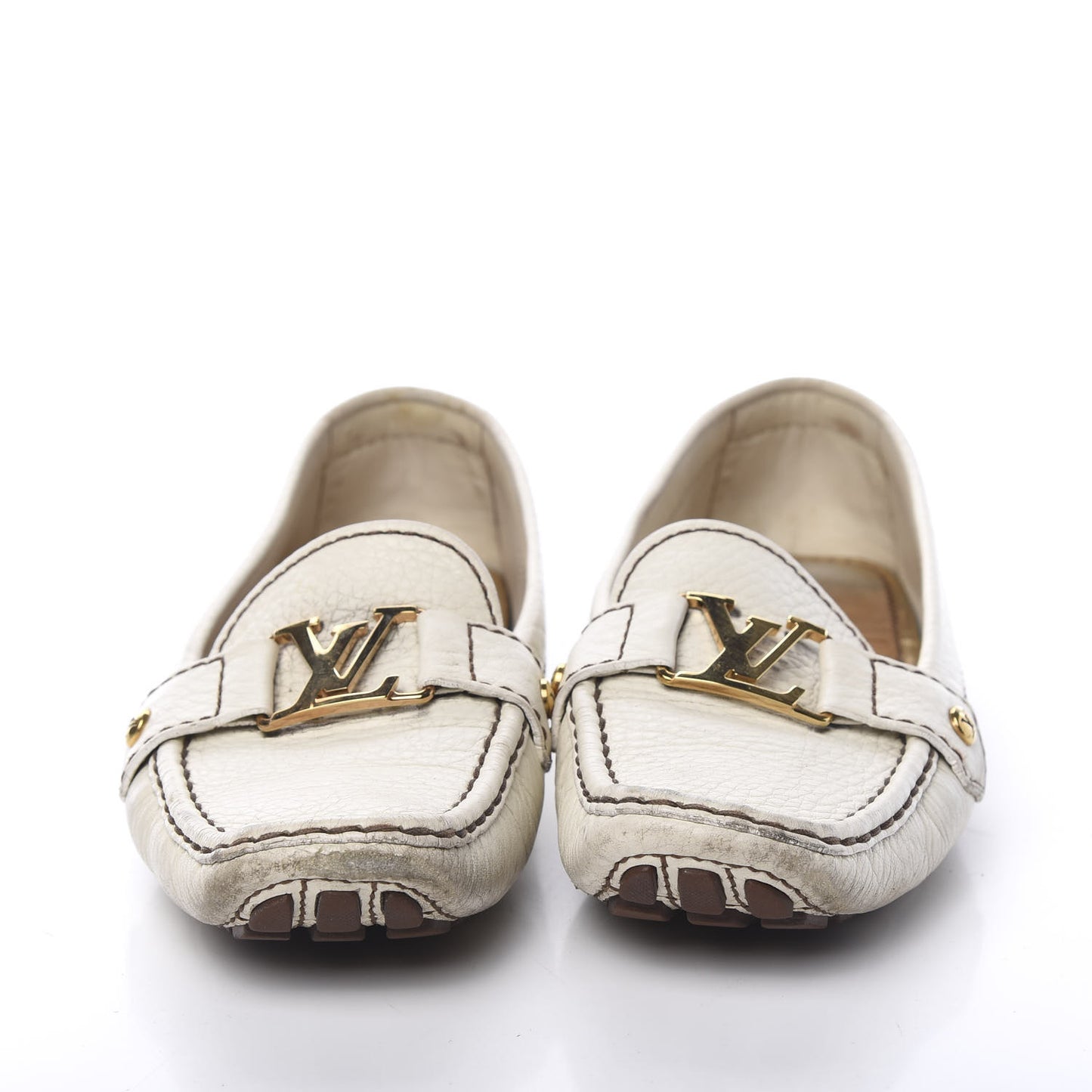 Grained Calfskin Oxford Loafers 38.5 White