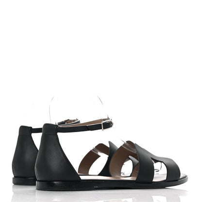 Hermes Calfskin Santorini Sandals 38 Black 4 of 8